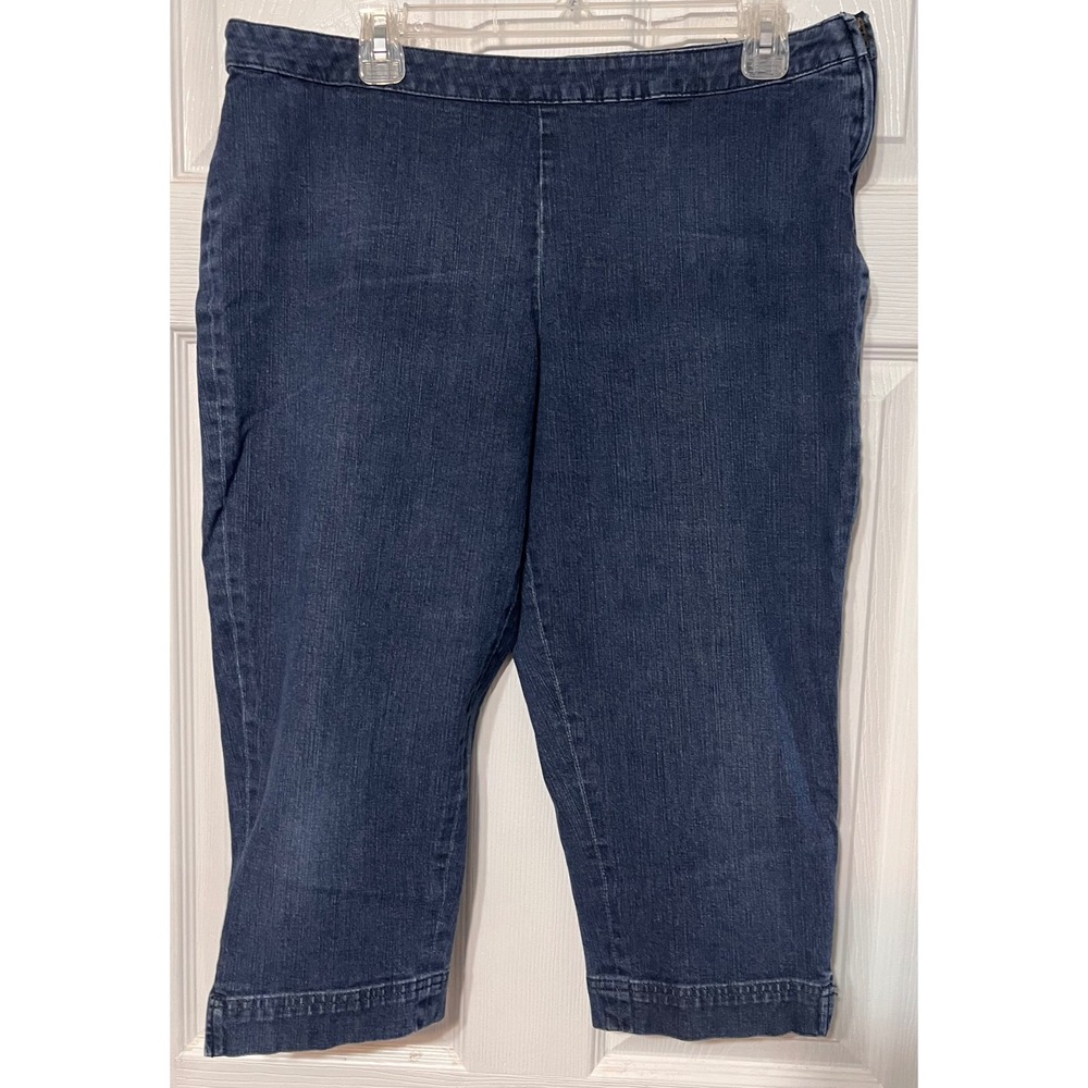 Coldwater Creek Womens Petite Size 16‎ Blue Denim Capri Pants Side Zip